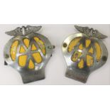 Two mid 20th Century AA badges