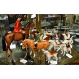 BESWICK; Hunting scene including man on horse, two foxes, two children on ponies,