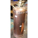 Large copper and brass fire extinguisher. No makers marking. Marked "Tested 934" to cap.