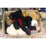 Large collection of bears and other soft toys in three boxes