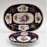 A meat platter and tea plate painted, Derby Stephenson and Hancock 1863 to 1935,