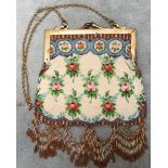 Early 20th Century beaded ladies evening bag with floral detail