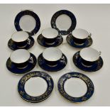 Part tea set blue Spode with classic gilt detail,