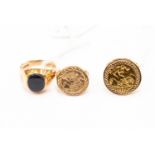 A 1982 Sovereign ring mounted in 9ct gold, size S, total gross weight approx 7.