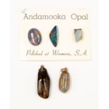 A collection of five polished opals, from Andamooka,