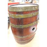 Wooden spirit barrel with brass bands