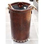 Leather cylindrical stick bucket with handle