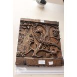 Late 16th Century oak panel English with bird and foliage