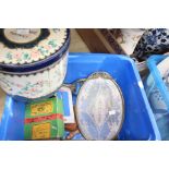 Collection of items in mid 20th Century tins early to mid 20th Century ceramics,