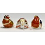 Royal Crown Derby paperweights with silver stoppers; Robin,