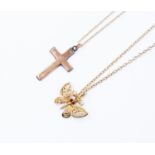 A 9ct gold cross and chain,