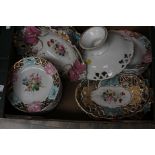 Collection of hand painted plates, Worcester Commemorative cup,