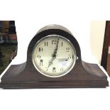 Mantle clock on three trains, oak case, made by Enfield Clock Co, London, with no pendulum,