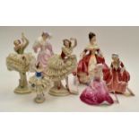 Royal Doulton ladies Coalport and others with lace dresses