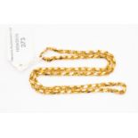 A yellow metal fancy link chain, length approx 19'', stamped 585,