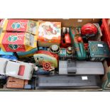 Collection of assorted toys including 3 Wells Brimtoy trucks (Kwik window cleaners,
