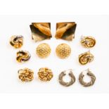 A collection of gold earrings to include four pairs of 18ct gold earrings,