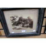 A 19th Century etching of possibly Christchurch Cathedral, New Zealand, signed in pencil M Ridge,