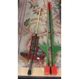 Pair of vintage stilts and pogo stick