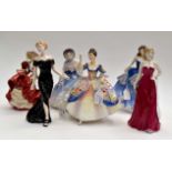 Collection of six Royal Doulton lady figures,