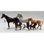 Group of Beswick horses and foals including shire horse (6)