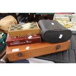 Collection of travel games, cards, dominoes,