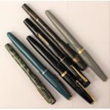 Six 1920/30's pens, Conway Stewart, Summit, Mable and Todd, Burnham,