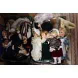 Collection of twenty porcelain dolls, including Leonardo Princess and the Frog,