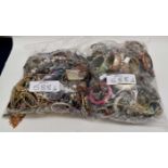 Two bags of assorted costume jewellery