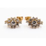 A pair of 9 ct gold and cubic zirconia Chester earrings, length approx 15 mm,