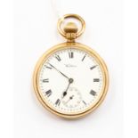 A Waltham gold plated Crown winding pocket watch with Elgin case,