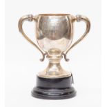 A George V silver two handled trophy, Birmingham 1924, makers mark William Neale Ltd, 28 cms high,