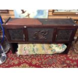 A late 19th Century mahogany two door sideboard, possibly a wall hanging piece originally,