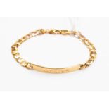 A 9ct gold identity bracelet, engraved Andrea to the front, with engraving to the reverse,