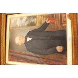 Victorian School, pair of portraits, a man and wife, standing, half length oil on canvas, a pair,
