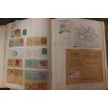 French stamp album, very interesting postal history, vintage black cash book,