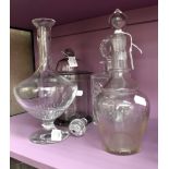 Collection of 19th Century glass wear comprising hand blown lidded jar,