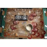 A collection of miscellaneous glass including five coupes with gilt banding,
