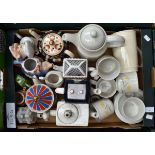 Collection of teapots, along with teaset comprising teapot, bowl, jug, five mugs,