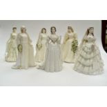 Six Coalport figures of Queens on stands