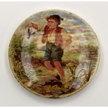 An 1847 Prattware pot lid "Injury"