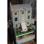 Victorian style dolls house fully furnished including lighting, basement,