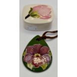 A Moorcroft magnolia design, small box and cover, cream ground, impressed marks,