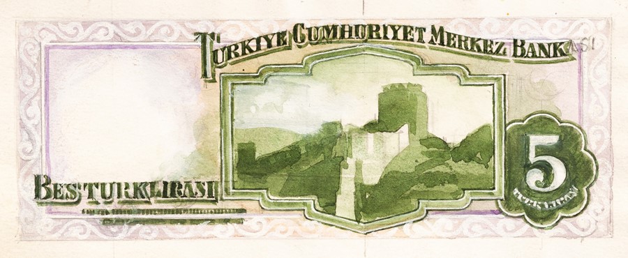 Leonard Douglas Fryer (British, 1891-1965), currency artwork - Turkey - watercolour designs for - Image 2 of 2