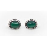 A pair of sterling silver and green stone earrings, total gross weight approx. 11gms