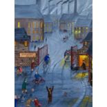 Rod Buckingham - The Factory Gate Kids. oil on canvas. Unframed. Signed and dated by the artist,