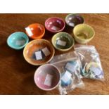 x15 items of Rushkin art pottery including Buttons bowls