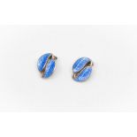 A pair of David Andersen blue enamel and silver earrings