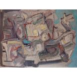 Anna Scotti (Florence, 1917 - 1999), modernist oil painting. Marked on the reverse 'Anna Scotti,