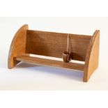 Robert Thompson "Mouseman" desk bookshelf and napkin ring. Width 45cm